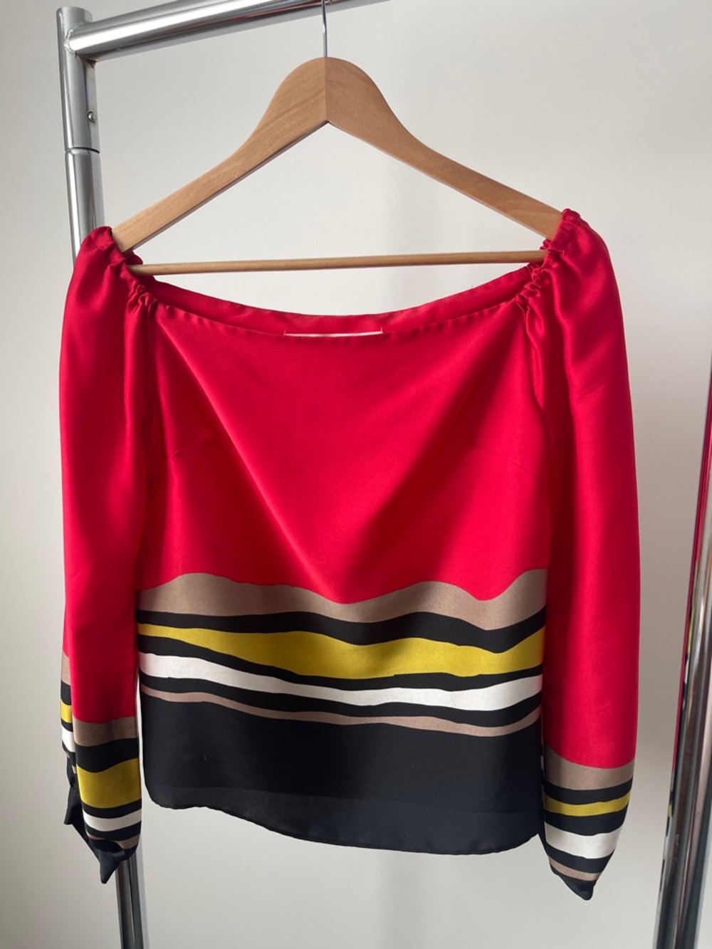 RACHEL Rachel Roy Red Striped Off-Shoulder Blouse